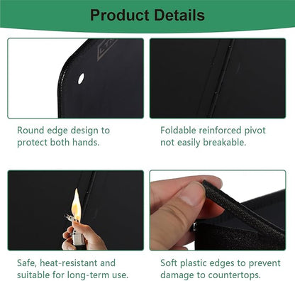 Black Large 2 Pieces 2 Sided Splatter Guard for Frying Stove Top,Oil Splash Guard Cooking for Stove,Non Stick Foldable Splatter Screen for Stove Top - Image 3