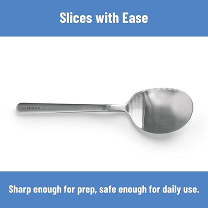 Misen Serrated Chef Spoon – Stainless Steel Multipurpose Cooking Spoon with Cutting Edge for Slicing Avocados Scooping Casseroles Breaking Ground Meat and Serving at the Table