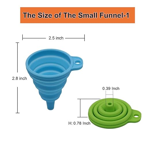 KongNai Kitchen Funnel Set, Small and Large, Kitchen Gadgets Accessories Foldable Silicone Collapsible Funnels for Filling Water Bottle Liquid Transfer Food Grade (6 Pack) - Image 3