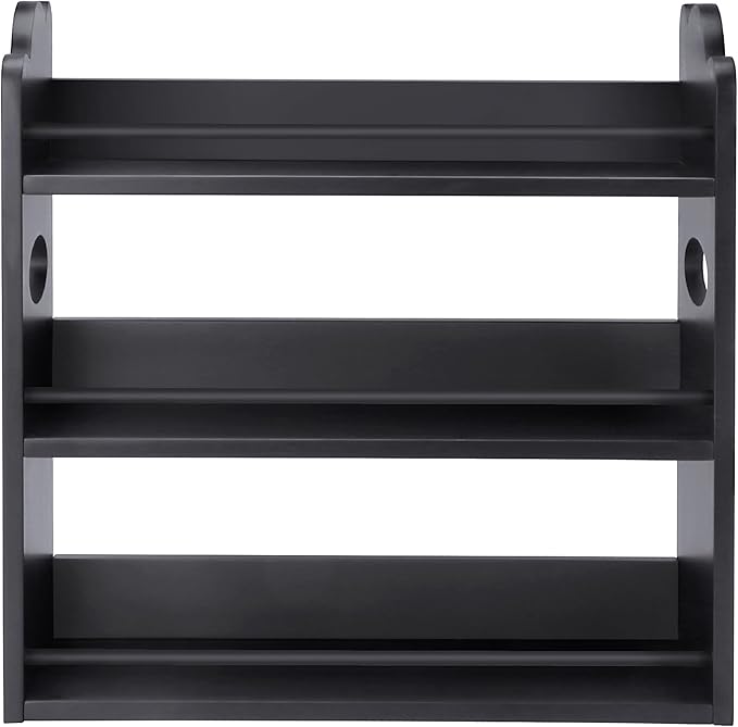3 Tier Bamboo Spice Rack, Spice Rack Organizer, Seasoning Jars Rack Shelf Spice Organizer for Kitchen Counter or Wall Mounting, Spice Storage Holder with handles, Jars Not Included, Black - Image 7