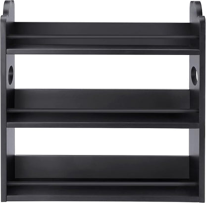 3 Tier Bamboo Spice Rack, Spice Rack Organizer, Seasoning Jars Rack Shelf Spice Organizer for Kitchen Counter or Wall Mounting, Spice Storage Holder with handles, Jars Not Included, Black - Image 7