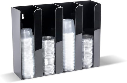 Inevibe Portion Cup and Lid Holder - 4 Compartment Acrylic Organizer for Condiment & Sauce Cups, Fits Cups 2 oz to 5.5 oz in Size, Use Dispenser on Countertop or Wall Mount - Image 6
