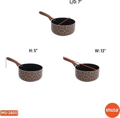 IMUSA 2 Quarts Talavera Nonstick Saucepan with Wood Look Handle, Ceramic Coated - Image 8