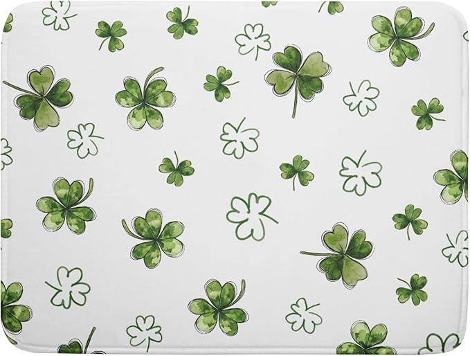 St Patricks Day Dish Drying Mat for Kitchen Counter Cute Shamrocks Holiday Microfiber Absorbent Dish Draining Reusable Washable Foldable Extra Large 18"x24" by Unknown
