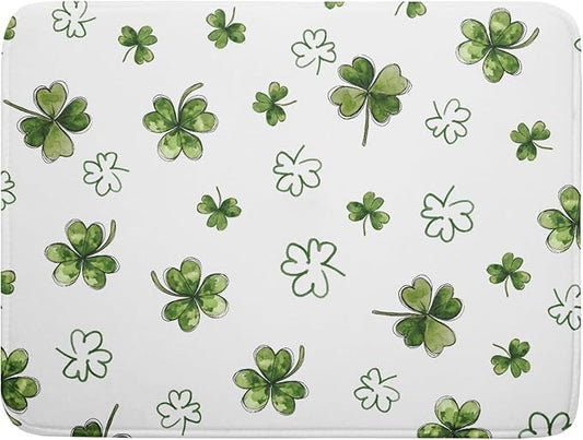 St Patricks Day Dish Drying Mat for Kitchen Counter Cute Shamrocks Holiday Microfiber Absorbent Dish Draining Reusable Washable Foldable Extra Large 18"x24" by Unknown