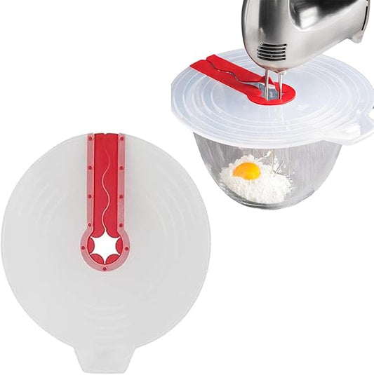 Silicone Mixing Bowl Splatter Guard, Modern Style, White, 12in, Baking, Durable, Dishwasher & Microwave Safe