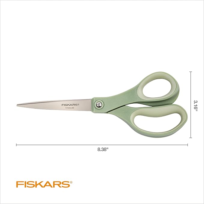 Fiskars 8” Comfort Grip Titanium Multipurpose Scissors with Ergonomic Handles for Everyday Cutting Tasks, Sharp Scissors for Home, Office, Crafts, Multicolor 3-Pack - Image 5