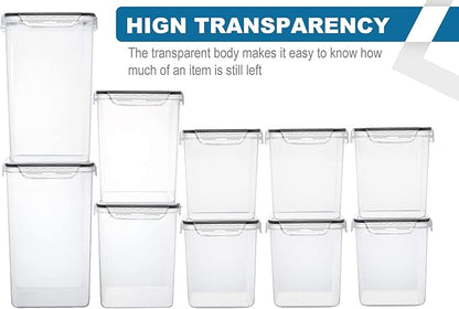 VERONES Large Tall Airtight Food Storage Containers, 10 PACK Plastic Airtight Kitchen & Pantry Organization, Ideal for Flour & Sugar Plastic Canisters with Labels - Image 3