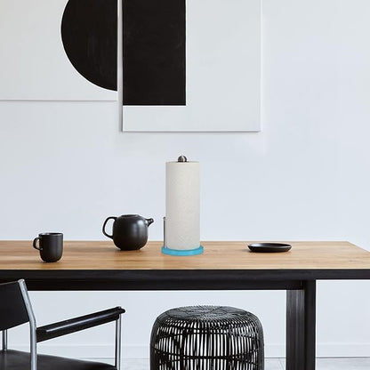Blue Donuts Paper Towel Holder Countertop with Weighted Base - Easy One-Handed Tear Paper Towel Holder, Modern Paper Towel Holder, Turquoise Paper Towel Dispenser Countertop