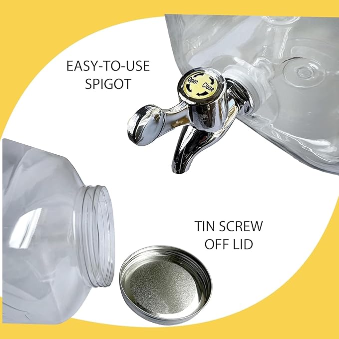 Lily's Home - 2 Gallon Beverage Dispenser with Lid and Spigot (Set of 2), BPA Free, Plastic Drink Dispenser for Water, Iced Tea, Juice, Lemonade - Party, Wedding, Event & Lemonade Stand Essentials