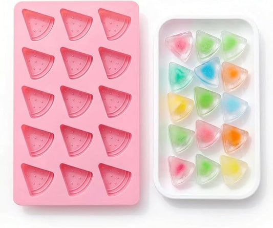 Cute Ice Cube Trays Silicone Chocolate Mold Wax Melt Molds Easy Release Ice Trays Non-Stick Chocolate Soap Pudding Jello Ice Cube Tray (Watermelon)