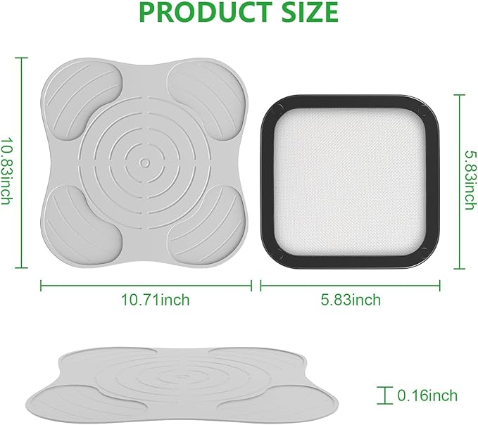 2Pcs Silicone Heat Resistant Mat & Splatter Shield, Foldable Silicone Mat and Splatter Shield for Ninja Crispi Air Fryer Accessories (Beige)