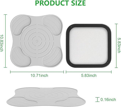 2Pcs Silicone Heat Resistant Mat & Splatter Shield, Foldable Silicone Mat and Splatter Shield for Ninja Crispi Air Fryer Accessories (Beige)