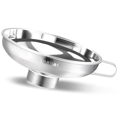 Anaeat Stainless Steel Canning Funnel with Handle for Wide and Regular Jars & Canning Jars, Wide-Mouth Funnels Excellent for Transferring Liquid and Dry Ingredients, Large Solids, Beans & Jams (5.5") by Anaeat