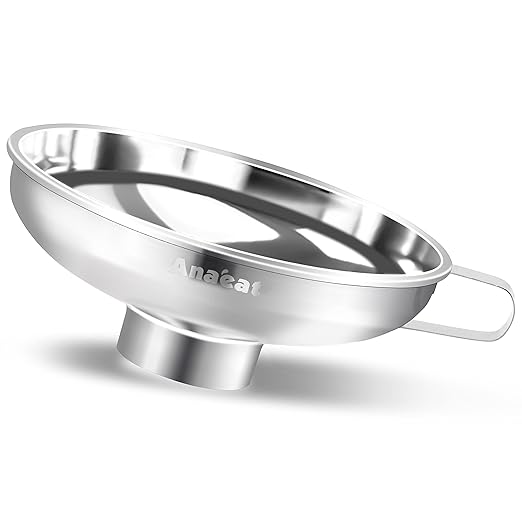 Anaeat Stainless Steel Canning Funnel with Handle for Wide and Regular Jars & Canning Jars, Wide-Mouth Funnels Excellent for Transferring Liquid and Dry Ingredients, Large Solids, Beans & Jams (5.5") by Anaeat