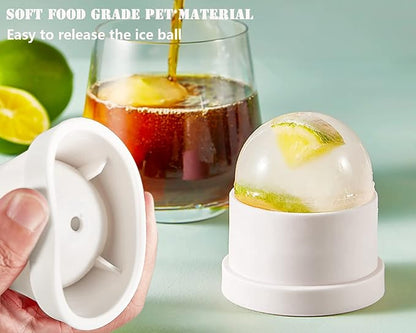 DAPOWER Ice Ball Maker Mold - Set of 4, Round Ice Cube Mold, 2.4 Inch Sphere Ice Cubes for Whiskey, Cocktails, Bourbon (4, White)
