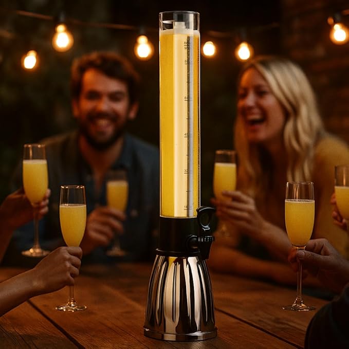 OGGI Beer Tower 88oz - Beverage Dispenser with Spigot & Ice Tube, Margarita Tower, Mimosa Tower, Perfect Drink Dispensers for Parties, Drink Tower, Holds 6 Pints of Beer – Stainless - Image 7