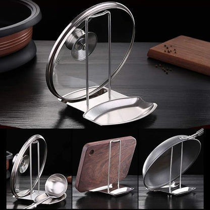 Lid and Spoon Rest Shelf,304 Stainless Steel Pan Pot Cover Lid Rack Stand Organizer,ZYLONE Pan Lid Organizer Storage Soup Spoon Rests Utensils Kitchen Tool - Image 4