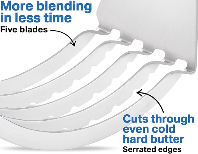 Pastry Cutter Tool - Heavy Duty Stainless Steel Pastry Blender, Comfortable Handle, Dishwasher Safe, Perfect Flaky Pie Crust & Biscuits - Blue