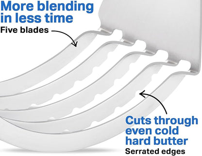 Pastry Cutter Tool - Heavy Duty Stainless Steel Pastry Blender, Comfortable Handle, Dishwasher Safe, Perfect Flaky Pie Crust & Biscuits - Blue