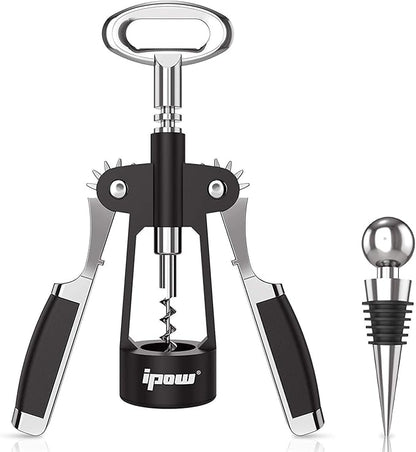 IPOW Wine Opener, Zinc Alloy Wine Bottle Opener, Wing Corkscrew Heavy Duty, Manual Multifunctional Cork Screw for Waiter, by IPOW