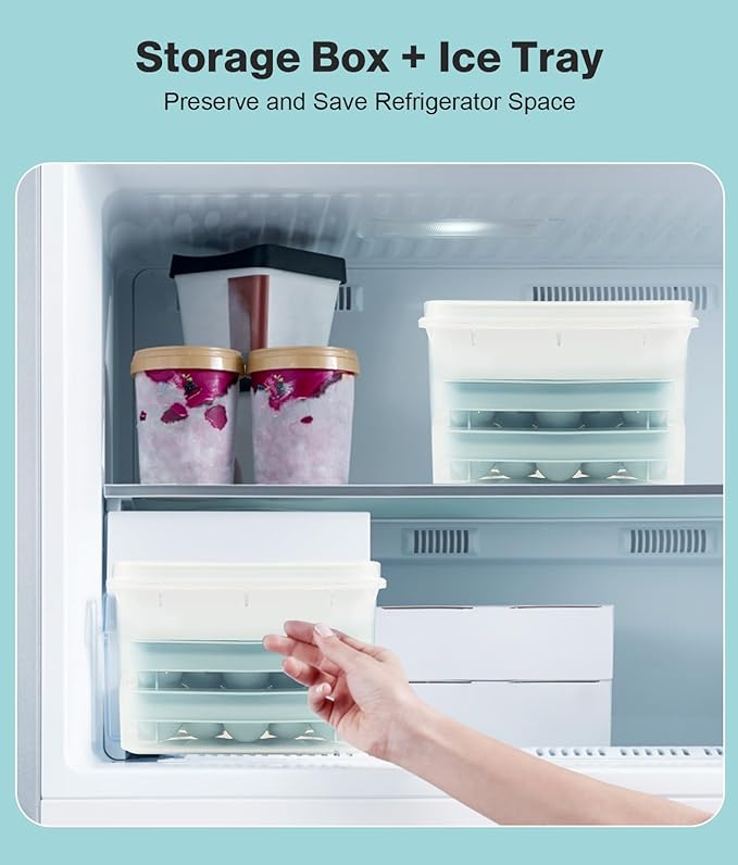 Ice Cube Tray with Lid and Bin – Round Ice Cube Trays for Freezer, BPA-Free Food-Grade Ice Mold, Stackable Ice Ball Maker, Iced Bucket Kits, Circle Ice Tray for Cocktails, Whiskey, Coffee, and Drinks - Image 4