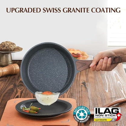 SENSARTE Nonstick Saucepan with Lid, 2.0 Quarts Small Pot with Swiss Granite Coating, Stay-cool Handle, Handy Sauce Pot Small Kitchen Cooking Pot, Induction Comptable, Free of Intentionally Added PFOA - Image 4