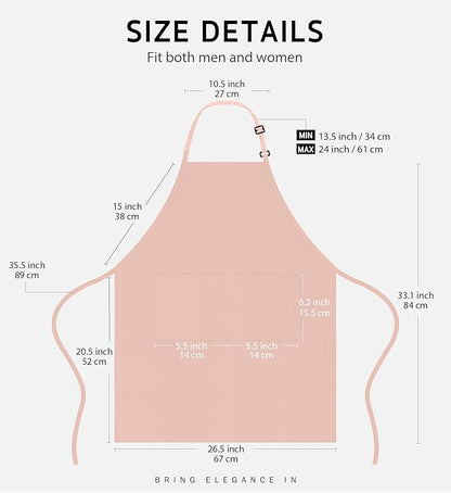 Syntus Apron for Men Women, Adjustable Cooking Kitchen Chef Aprons with 2 Pockets, Cotton/Polycotton/Polyester - Image 2