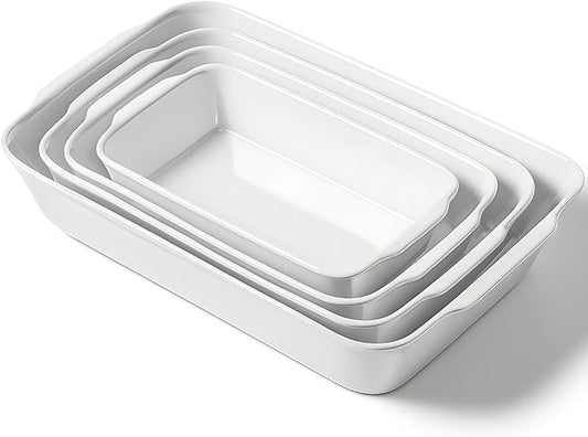 HOMBENE Baking Dish Set for 4, Ceramic Bakeware Sets with Handles, Casserole Dishes for Oven, Kitchen Decor, Microwave Oven Safe (1.2QT/2QT/3QT/4.2QT) by HOMBENE