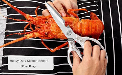 AWinjoy Heavy Duty Sharp Kitchen Scissors, Dishwasher Safe, Cooking Shears for Meat, Chicken, Fish, Poultry, Herb, Bread (Silver) - Image 4