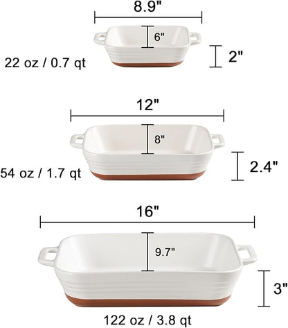 Sweejar Relief Casserole Dishes for Oven, Ceramic 9x13 Baking Pans Set for Cooking, Cake, Banquet and Daily Use, Rectangular Bakeware Set, Porcelain Baking Dish, Lasagna Pan Deep with Handles(Navy) - Image 5