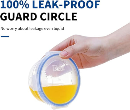 KIGI Leak-Proof Plastic Bowls, Airtight Lid, BPA Free, Ideal for Food Storage, Soup, Snack, Fruit, Meal Prep & Lunch, 4 Sided Locking Lid (2.5 Cup +1.25 cup) 12 Piece Set
