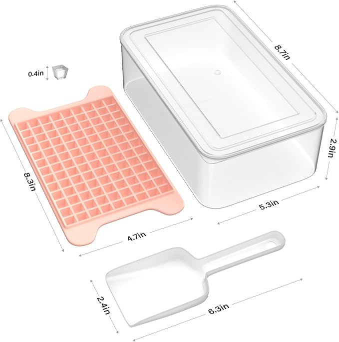 Mini Ice Cube Tray for Freezer: FDDBI Small Ice Trays for Freezer with Bin - 117×4PCS Easy Release Nugget Ice Tray - Crushed Ice Tray with Container - Image 2
