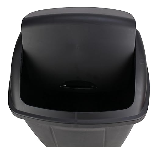 13 Gallon Kitchen Trash Can with Swing Top Lid - Black Plastic Garbage Bin for Home/Kitchen - Image 4