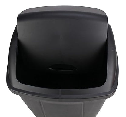 13 Gallon Kitchen Trash Can with Swing Top Lid - Black Plastic Garbage Bin for Home/Kitchen - Image 4