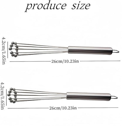 2 Pieces 10.23inch Stainless Steel Ball Whisks,Durable Manual Egg Beater, Whisk Set for Cooking,Cream whisk, kitchen baking tool,Dishwasher Safe