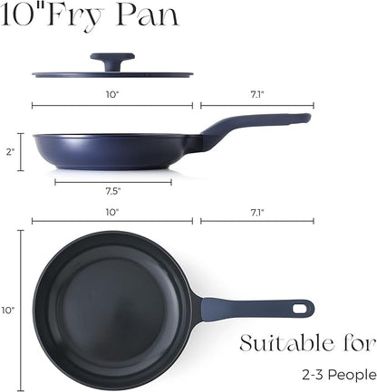 PRICUSIS Nonstick Ceramic Frying Pan with Lid, 8/10 Inch Skillet with Stay Cool Handle, Fully Coated, 100% Dishwasher Safe, PTFE PFAS & PFOA Free (10 Inch, Blueberry Mist - Image 9