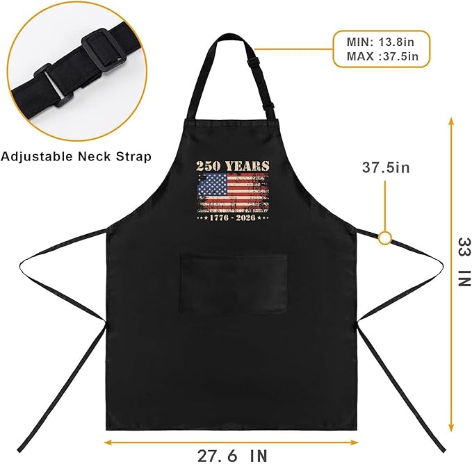 Us 250 Years Of Freedoms Apron With Pocket For Mens