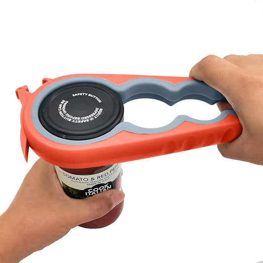 Otstar Jar Opener Bottle Opener and Can Opener for Weak hands, Seniors with Arthritis and Anyone with Low Strength, Mutil Jar Opener Get Lids Off Easily (Orange) by Otstar