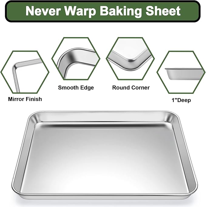 Baking Sheet Tray Cooling Rack with Silicone Baking Mat Set, Stainless Steel Cookie Pan For Oven, Set of 9 (3 Sheets + 3 Racks + 3 Mats), Warp Resistant & Heavy Duty & Easy Clean, Red - Image 3