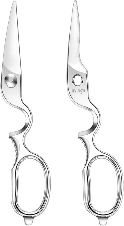 LIVINGO Kitchen Forged Shears Heavy Duty Come Apart Ultra Sharp Multi-function Stainless Steel Scissors Bottle Opener, Nut Cracker 8.5 inch
