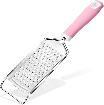 Rainspire Professional Cheese Graters for Kitchen Stainless Steel Handheld, Metal Lemon Zester Grater With Handle For Cheese, Chocolate, Spices, Kitchen Gadgets And Tools, Soft Grip Handle, Pink by Rainspire