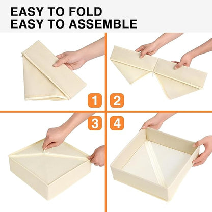 DIMJ Drawer Organizer Clothes 12 Pack - Foldable Baby Organizers and Storage & Dresser Organizer for Bedroom, Closet - Nursery Organization Dresser Dividers for underwear, Sock,Bra, Belt, Tie, Beige - Image 5