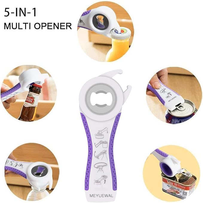 Latest Jar Opener Bottle Opener for Weak Hands, 6 in 1 Multi Function Can Opener Bottle Opener Kit with Silicone Handle Easy to Use for Children, Elderly and Arthritis Sufferers(JAR-Blue3.0) - Image 3