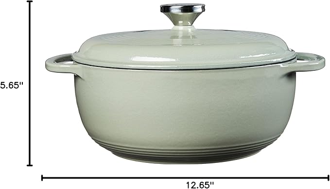 Lodge 4.5 Quart Enameled Cast Iron Dutch Oven with Lid – Dual Handles – Oven Safe up to 500° F or on Stovetop - Use to Marinate, Cook, Bake, Refrigerate and Serve – Desert Sage - Image 7
