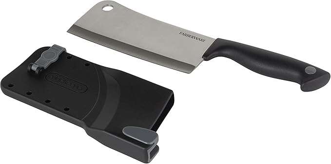 Farberware Edgekeeper 6-Inch Cleaver Knife with Self-Sharpening Blade Cover, High Carbon-Stainless Steel Kitchen Knife with Ergonomic Handle, Razor-Sharp Knife, Black - Image 2