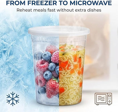 JoyServe 48 Sets Deli Containers with Lids – 16oz & 32oz – Leak Proof, Microwaveable, Dishwasher & Freezer Safe – Plastic Food Storage & Soup Containers - Image 8