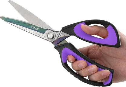 LIVINGO Heavy Duty Industrial Scissors: 10" Utility Stainless Steel Scissors all Purpose Premium Titanium Coating Forged Shop Shears for Household Pruning, Gardening, Construction, Black & Purple - Image 3