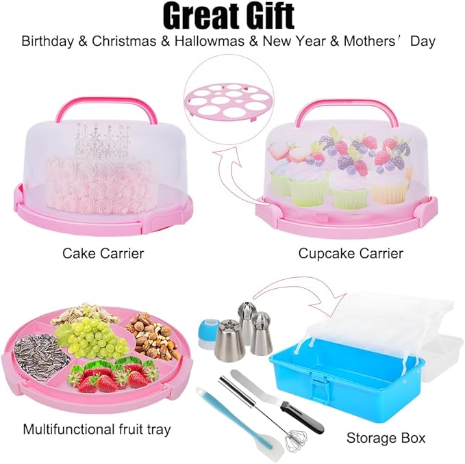 ake Decorating Kit, 672 Pcs Cake Decorating Supplies With Cake Carrier Holder Springform Pan Sets 3-Layer Toolbox Organizer Icing Piping Nozzles Cake Rotating Turntabl Baking Supplies Set Tools - Image 2
