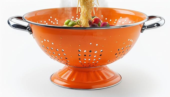 Calypso Basics by Reston Lloyd Powder Coated Enameled Colander, 3 Quart, Orange